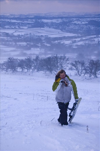 High winds and snow and no ski lifts means a fun little hike.