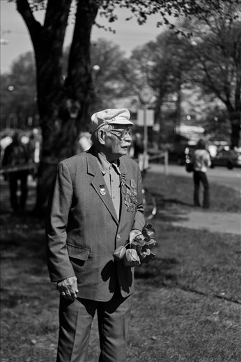 Victory Day 2012 in Latvia. He looks lost and the same way calm.