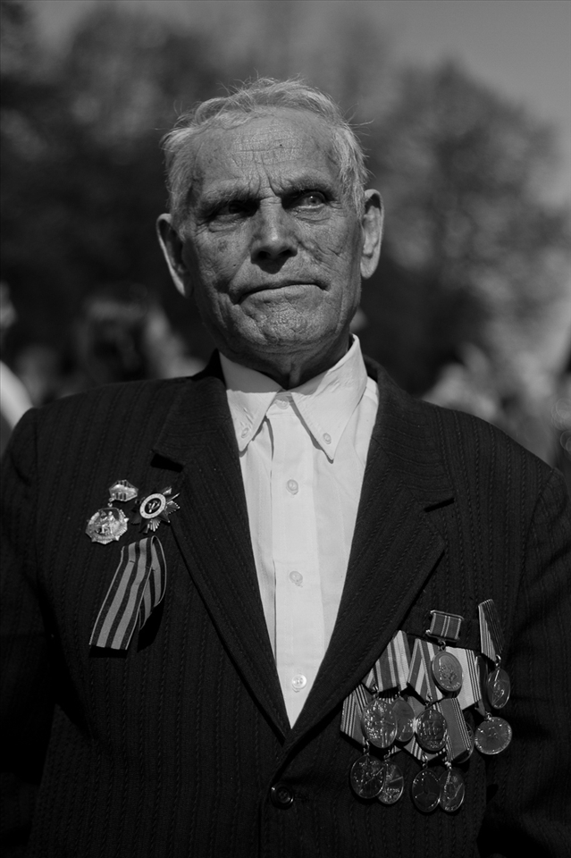 Victory Day 2012 in Latvia. This proud man is remembering the past.