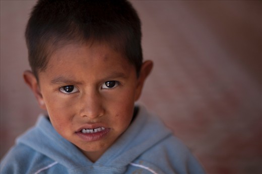A four-year-old boy in his first week living in an orphanage.  Taken away from abusive, 
alcoholic parents, he harboured and displayed high levels of anger. Alcohol-fueled child abuse and neglect is rampant within indigenous communities of Cusco, Peru
