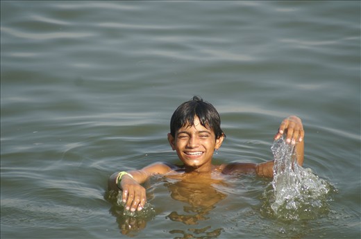 Cooling off in the ghats of Varanasi