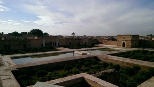 View of courtyard from terrace of Palais el Badii