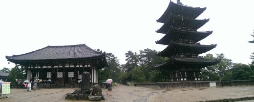 Todaiji Temple - View of both Eastern Golden Hall and The Five Storied Pagoda