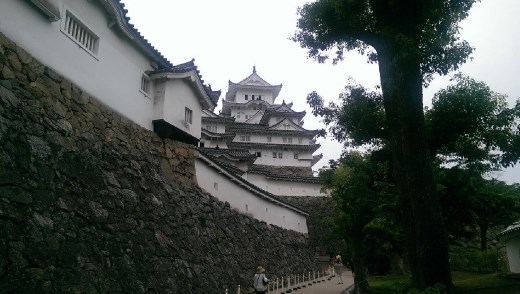 View of Himeji Castle after passing through Ha-no-Mon
