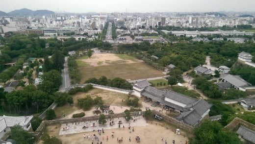 Another view from the top. Himeji Station is at the end of the big long straight road.