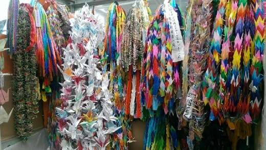 Paper cranes from all over the world made for world peace.