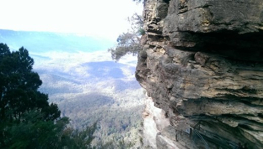 Close up view of one of the 3 sisters rock formation