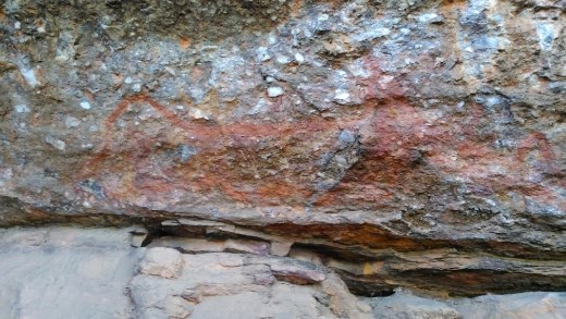 Rock art at Anbangbang showing a the rainbow serpent