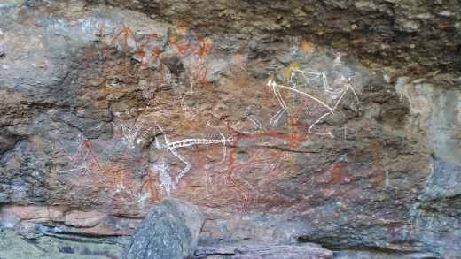 Rock art at Anbangbang showing a dance