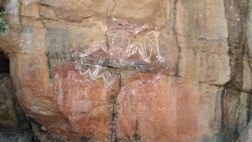 Rock art at Anbangbang showing Nabulwinjbulwinj and Namarrgon (Lightening Man)