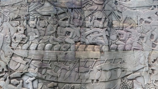 Bayon - Bas relief depicting a sea battle