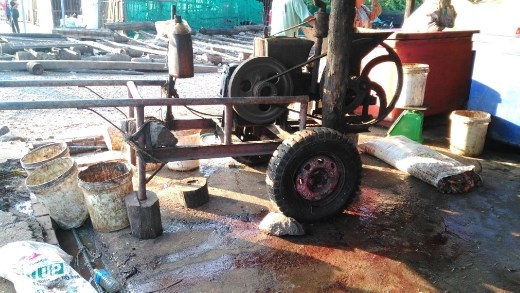 Machine for churning offal into fish feed