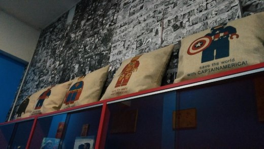 Display cabinet of stuff in Hero Hostel