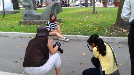 Some kind of photoshoot in Tao Dan Park
