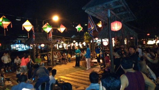 Some kind of singing performance on Hoi An riverfront