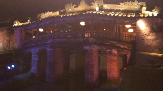 Japanese Covered Bridge at night