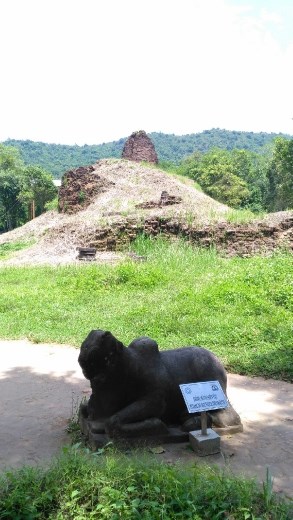 Group F - Showing a heavily damaged temple by an American bomb