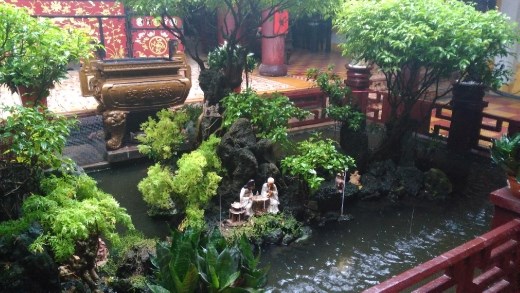 Fountain in Quang Cong Temple courtyard