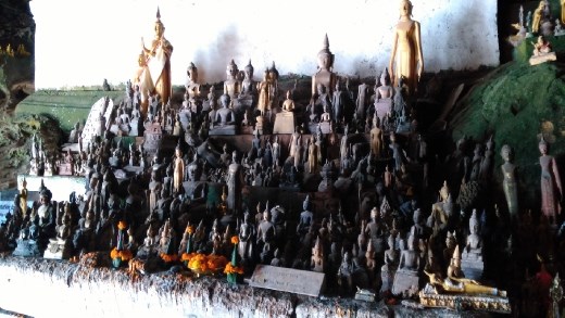 Scene from lower levels of Pak Ou Caves