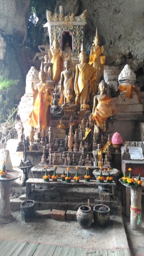 Scene from lower level of Pak Ou Caves