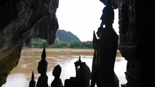 Scene from lower level of Pak Ou Caves