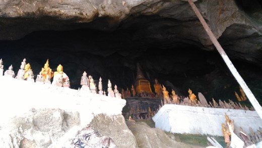 Scene from lower level of Pak Ou Caves