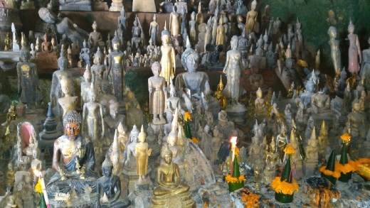 Scene from lower level of Pak Ou Caves