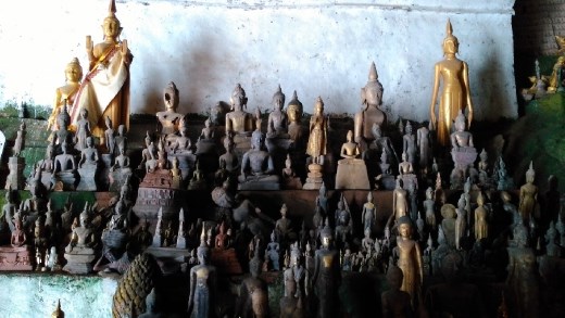 Scene from lower level of Pak Ou Caves