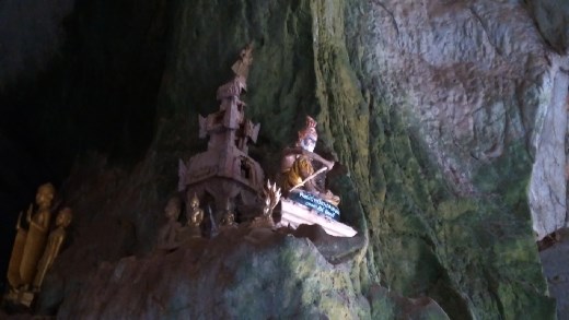 Scene from lower level of Pak Ou Caves