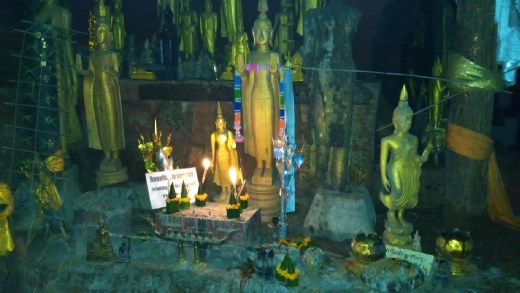 Scene from upper level of Pak Ou Caves