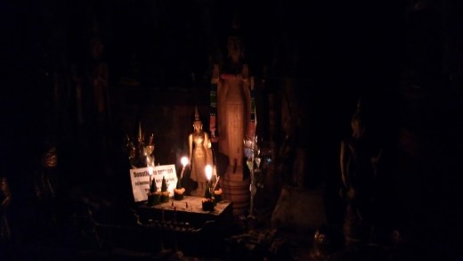 Scene from upper level of Pak Ou Caves