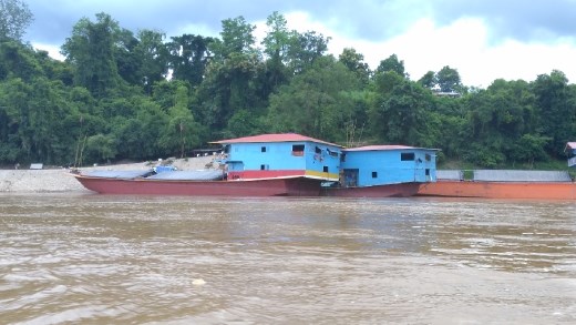 Scene from Mekong River - Boat Houses