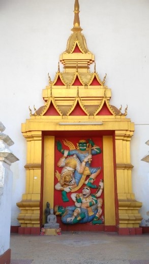 Random temple door within the grounds of Wat That Luang