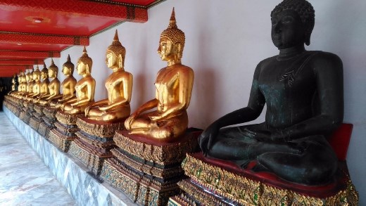 Buddha statues in pavilion of Phra Buddha Deva Patimakorn