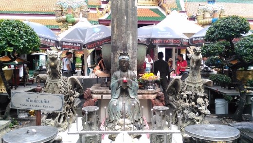 Grand Palace - Statue of the Goddess of Mercy outside the Royal Chapel