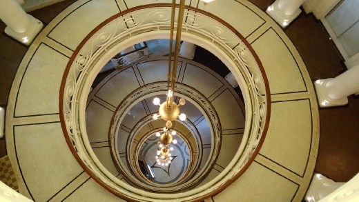 Looking down the atrium from the 5th floor of Sri Lanka Economic History Museum