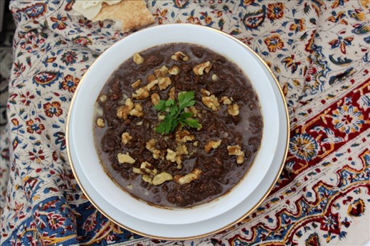 Pomegranate & Walnut Chicken Stew with Persian Rice (Fesenjoon) 