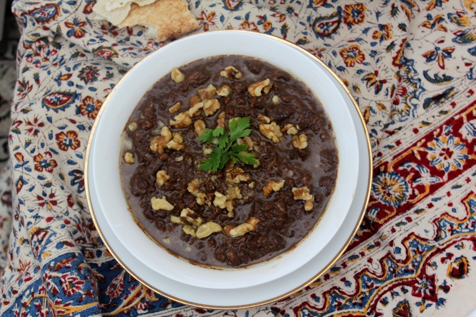 Pomegranate & Walnut Chicken Stew with Persian Rice (Fesenjoon) 