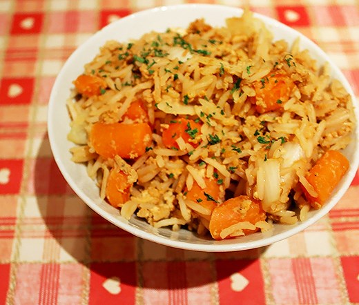 Chahan: Close up of the Japanese fried rice.