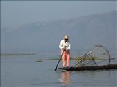 A famous local leg-rowing fishermen from the Intha tribe on Inle Lake.: by magical-myanmar, Views[467]