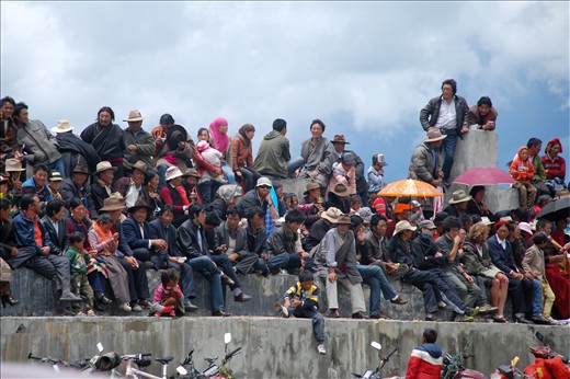 Spectators watch with anticipation