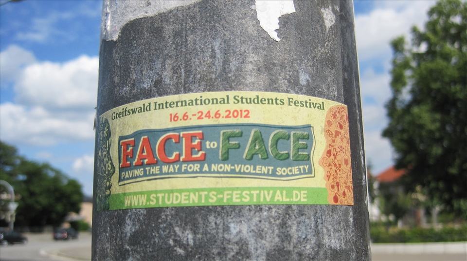 The sticker spread in every corner in Greifswald. Including on this pole.