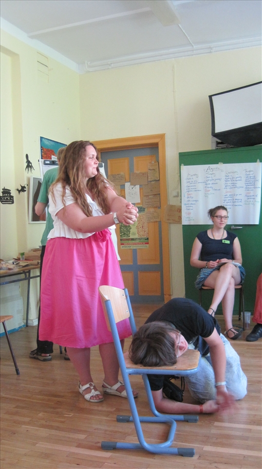 During the workshop. Other participants have to guess what they are doing