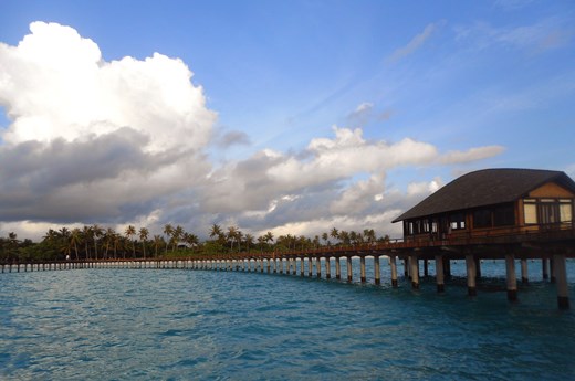 Welcome Hut of the Island, where seaplanes land and people start their stay