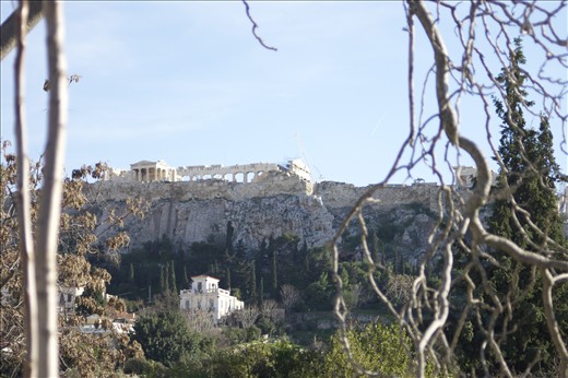 Acropolis. An ancient monument in the modern city of Athens. 