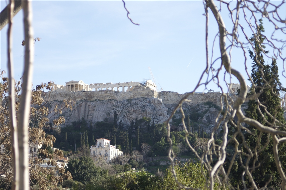 Acropolis. An ancient monument in the modern city of Athens. 