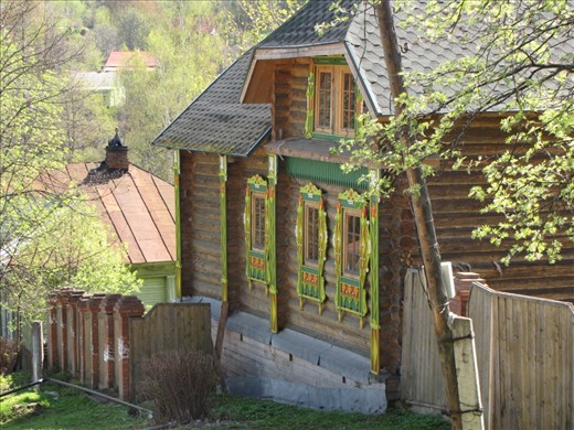 A beautiful traditional wooden home built over a hundred years ago. The home is located in the village of Plyos, Russia. 