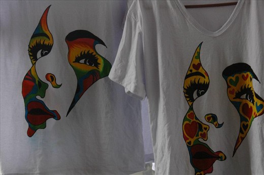 Souvenirs hand painted Batik  shirts.  From Da Som Inn.  