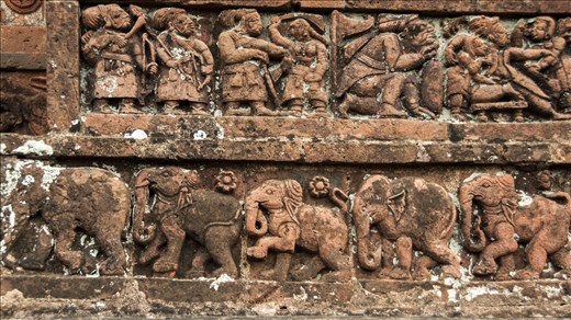 Elefantes sosteniendo templo en Bishnupur