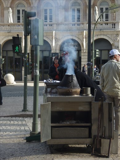 Selling Chesnuts on a cold January day in Lisbon